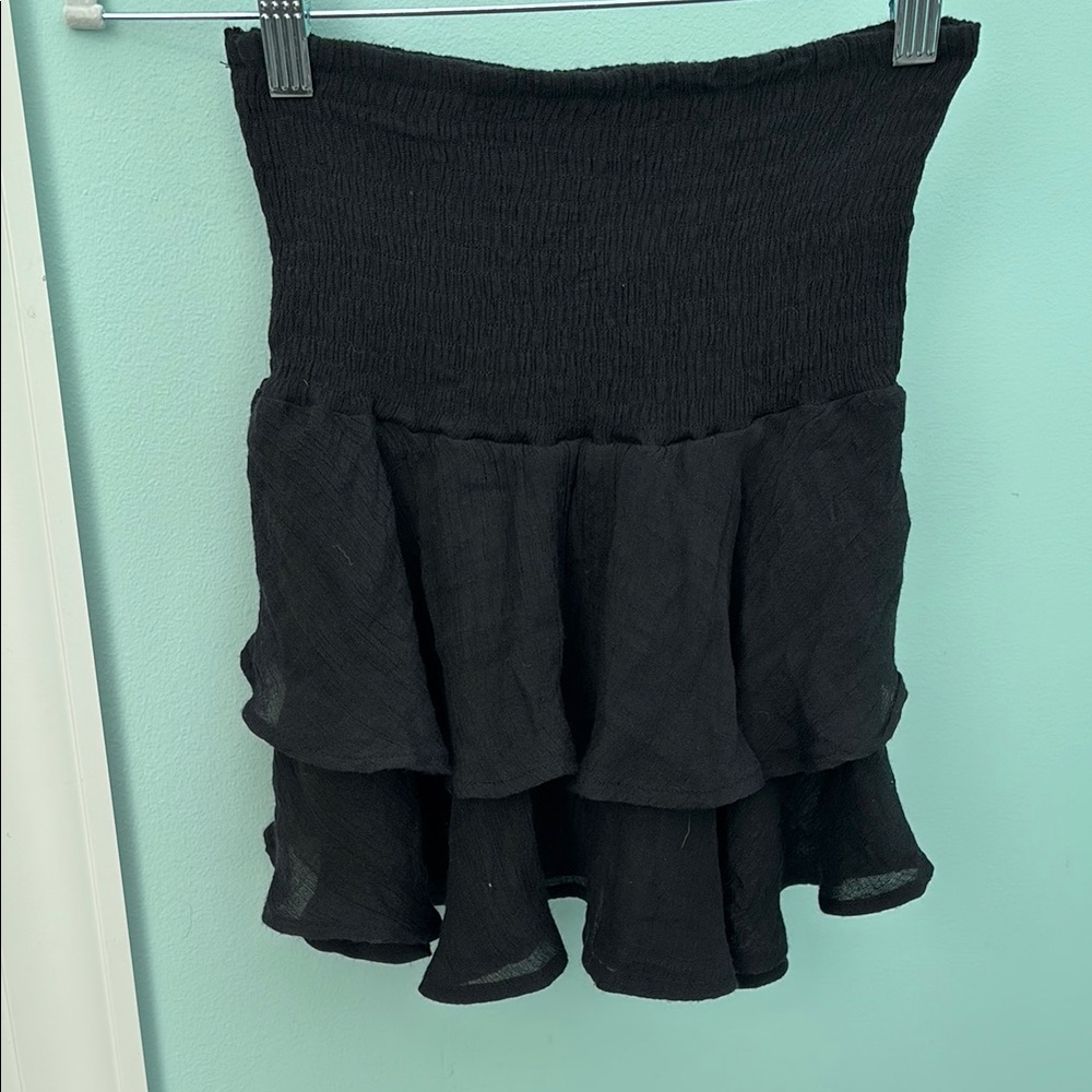 SHEIN Black Smocked Bubble Mini Skirt
